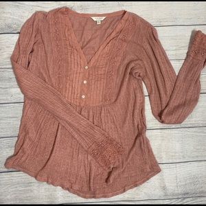 LUCKY BRAND mauve lace top